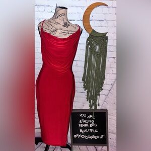 Windsor Red Cowl Neck Sheath Dress Cocktail (please read description)
